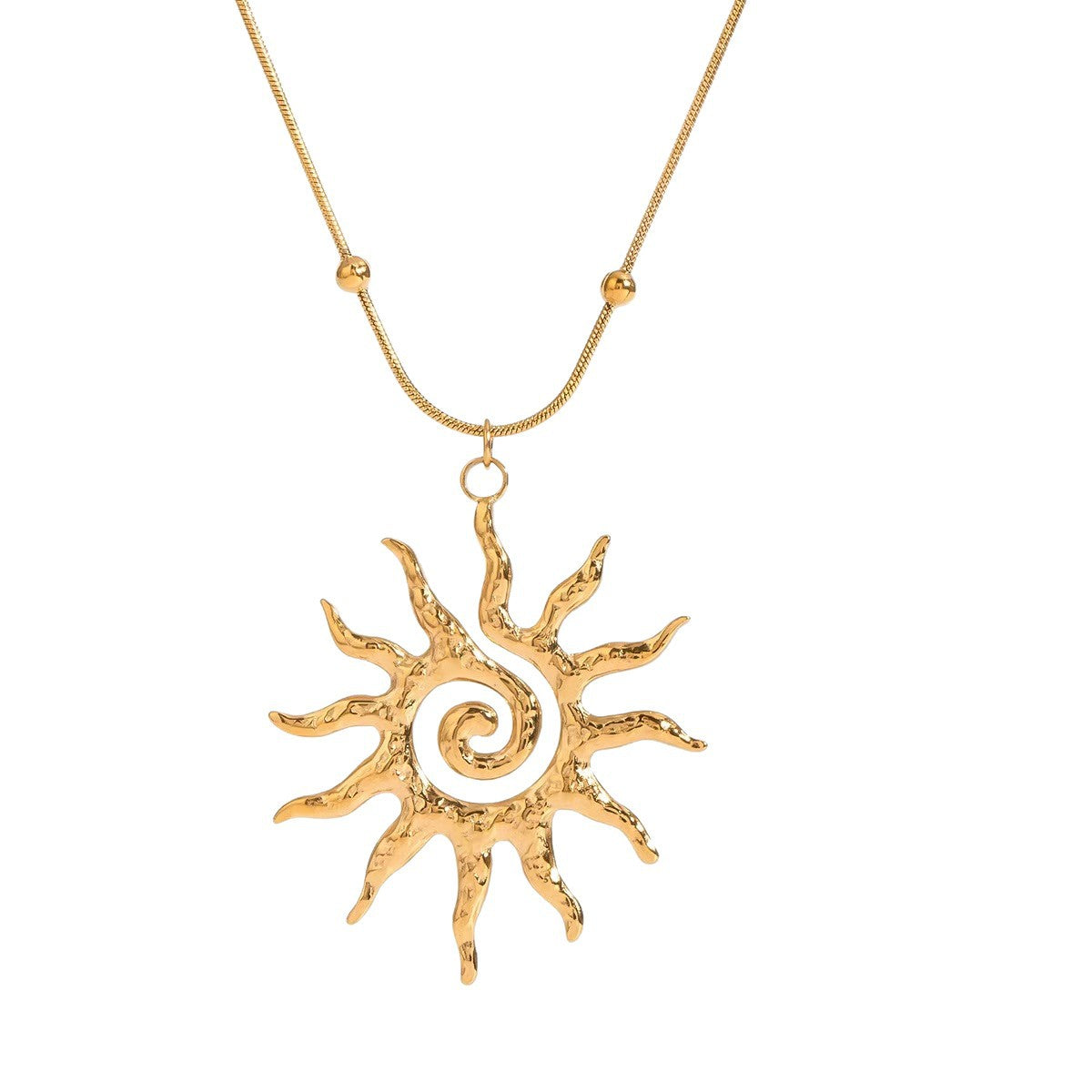Spiral Sun Female Personality Golden Hollow Fashion Necklace