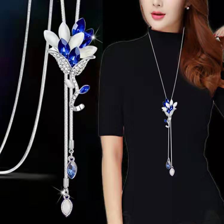 Women's Flower Pearl Sweater Chain Fresh Temperament Necklaces