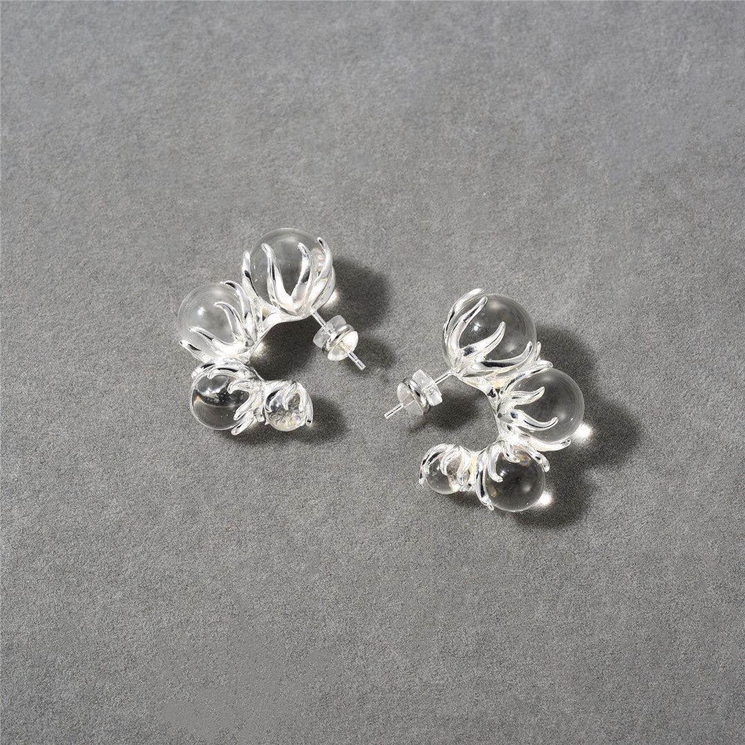Real Gold Vine Size Glass Row Bead Sier Earrings