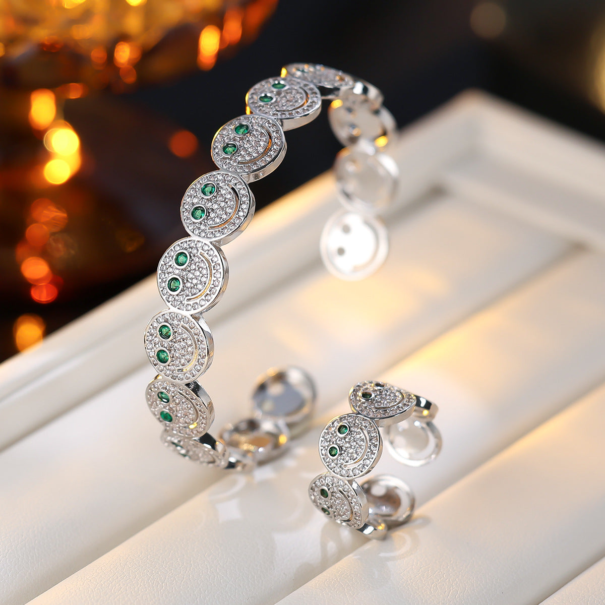 Simple Round Smiley Face Synthetic Zircon Bracelets