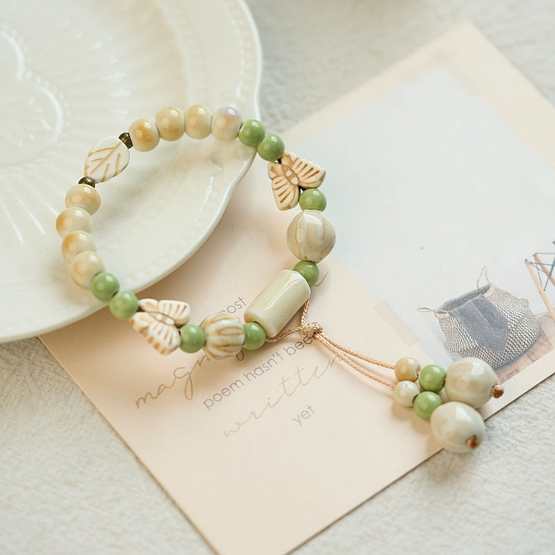 Female Summer Style Porcelain Rose Beads Bracelets