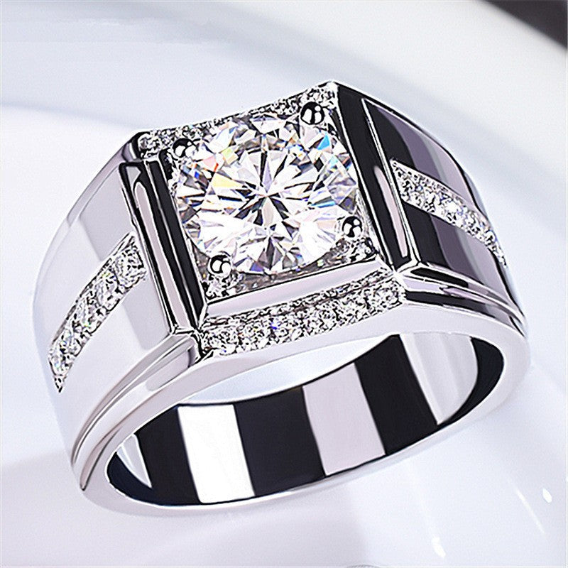 Men's Source Moissanite Open Mouth Man's Domineering Opening Adjustable Ring