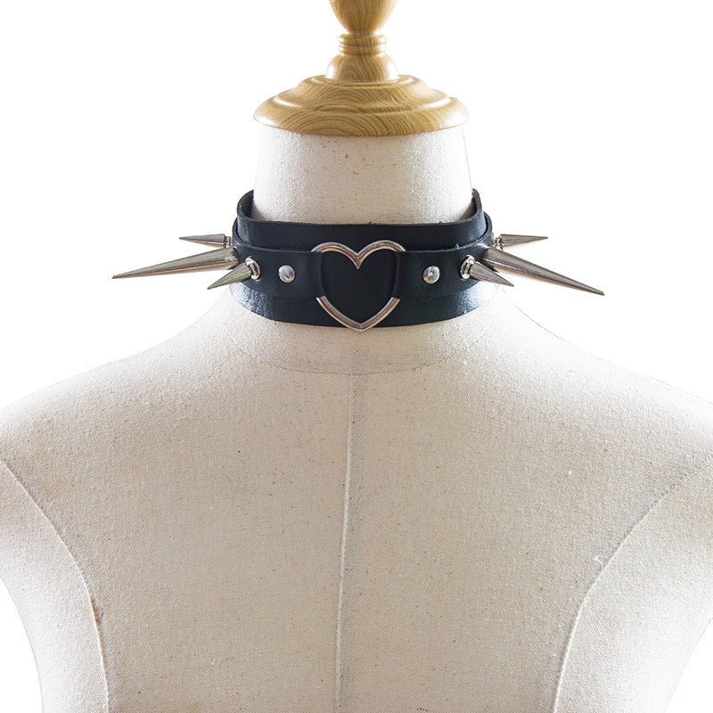 Long Peaked Short Pointed Rivet Personality Collar