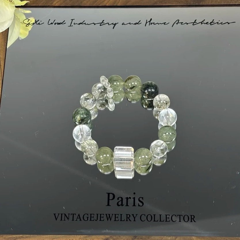 Shimmer Natural Green Rutilated Phantom Lucky Bracelets