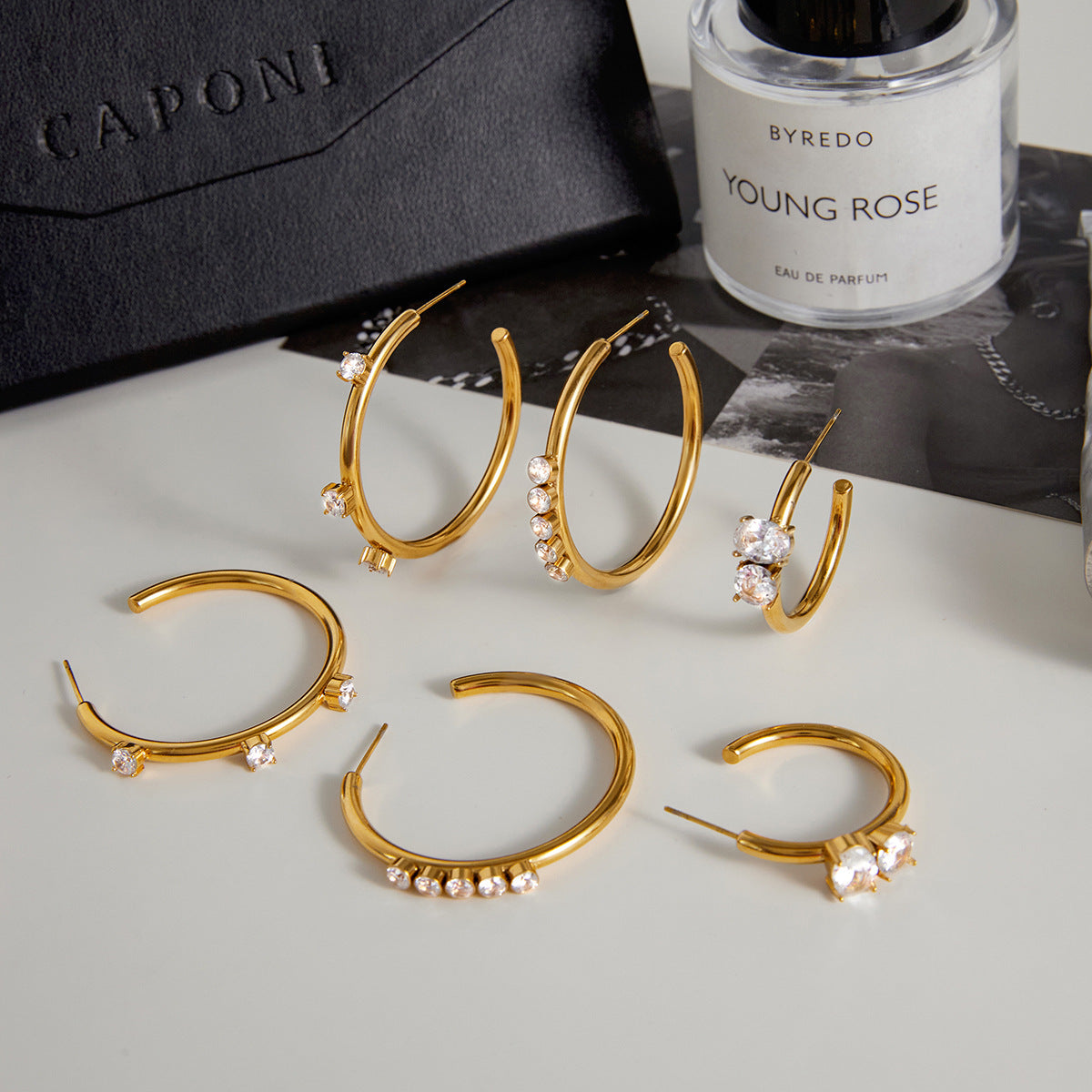 Stainless Steel Zircon Type Ear Light Earrings