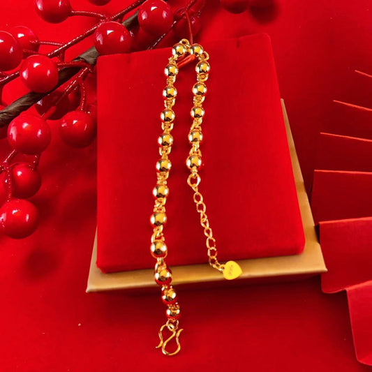 Women's Live Broadcast Alluvial Gold Rosary Pure Copper Gold-plated Solid Light Bracelet