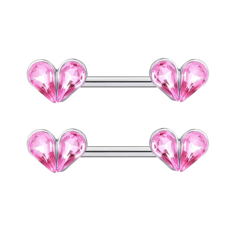 Series Nipple Heart-shaped Chest Stainless Steel Rings