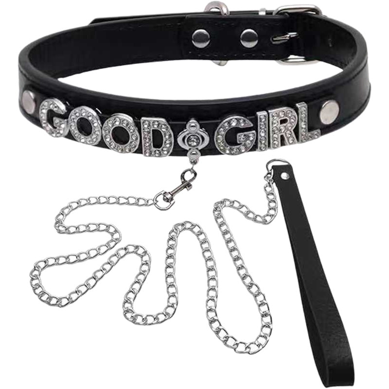 Women's Punk Black Leather Dark Sweet Cool Couple Collar