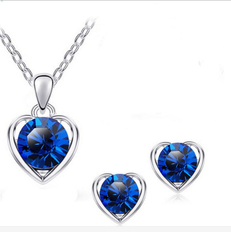 Stylish Durable Fashion Crystal Heart-shaped Heart Jewelry Set