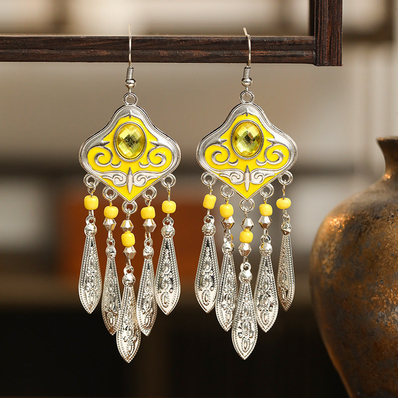 Style Design Long Leaf-shaped Female Yunnan Earrings