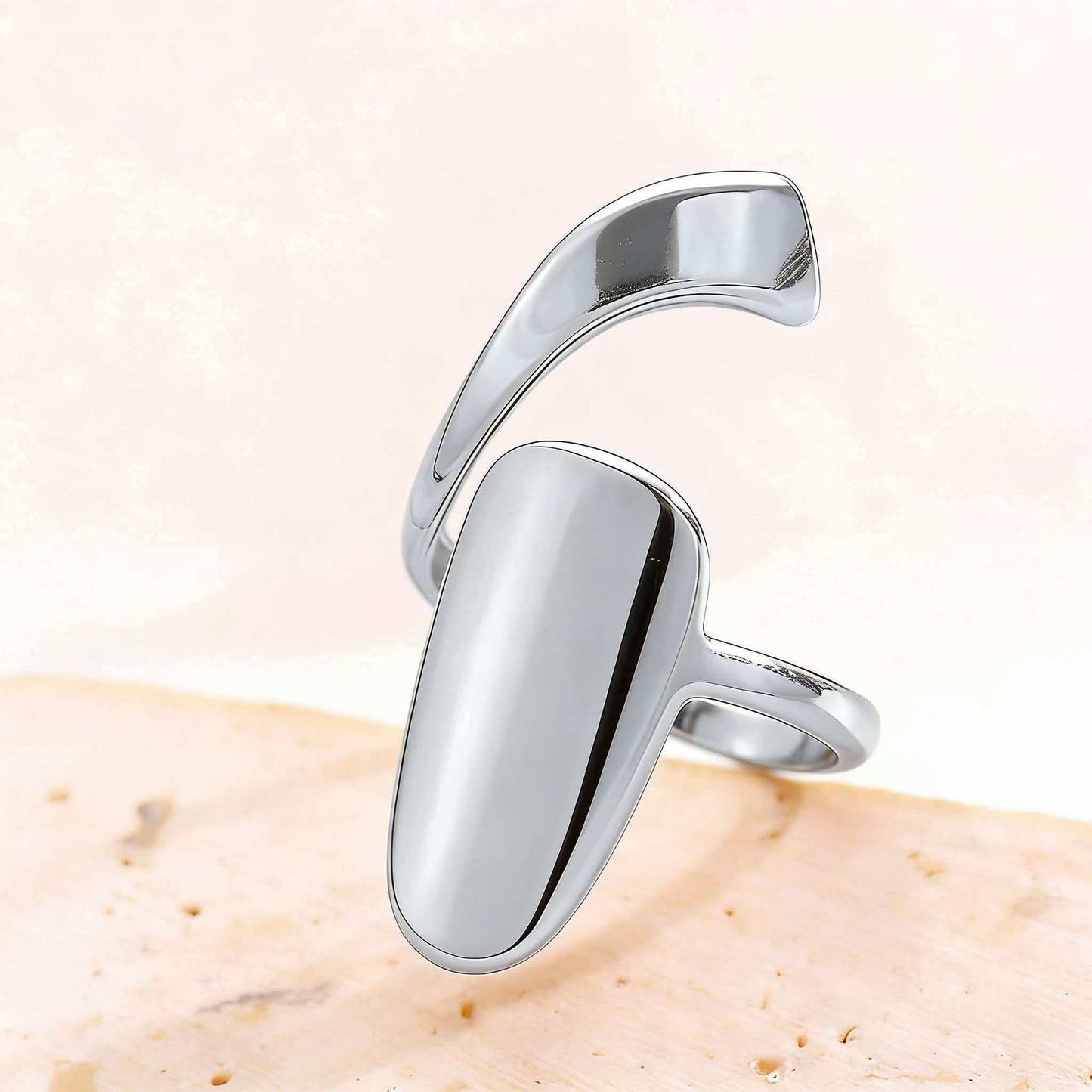 Geometric Trend Open Nail Female Design Exquisite Refined Ring