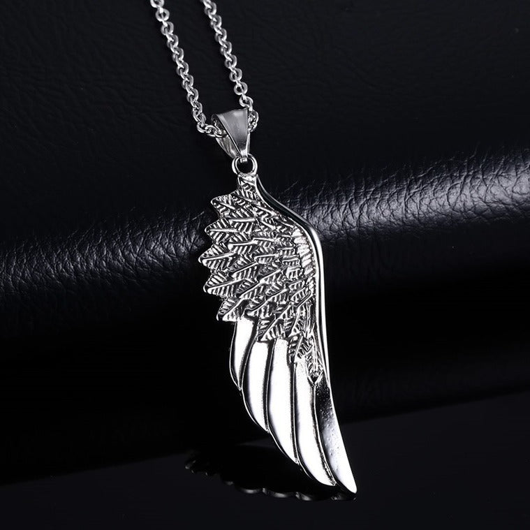 Male Feather Titanium Steel Personalized Boys Necklaces
