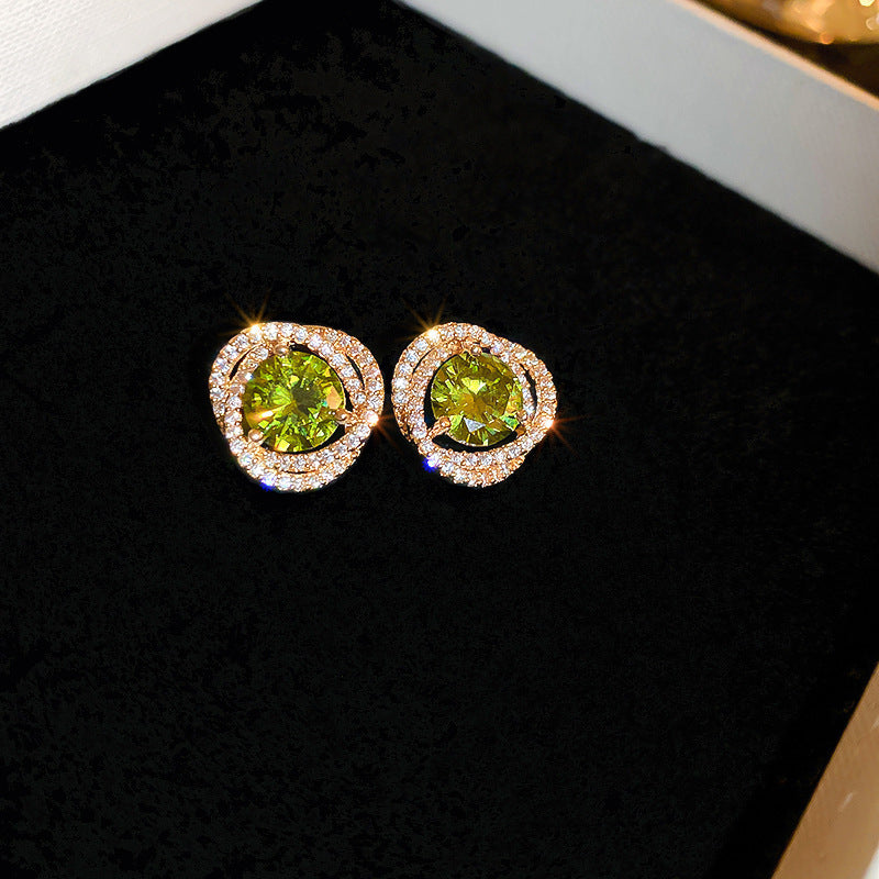 Sier Needle Zircon Geometric Flower Retro Exquisite Earrings