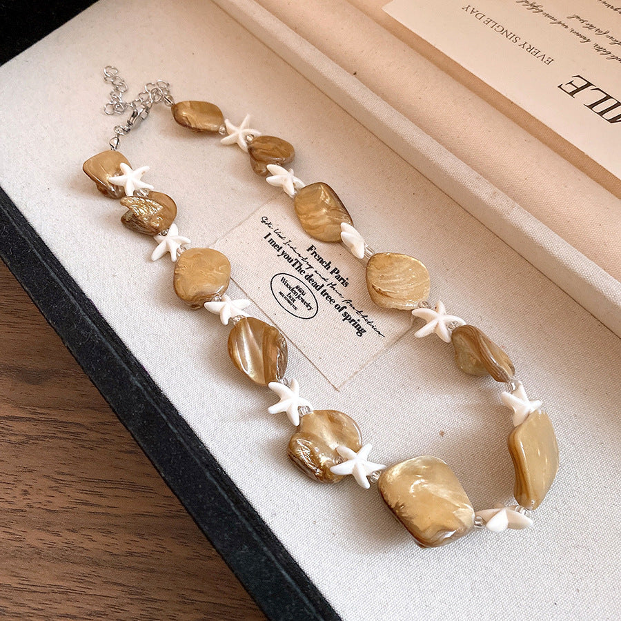 Vacation Style Shell Starfish Beaded Sweet Fresh Temperament Clavicle Chain Necklace