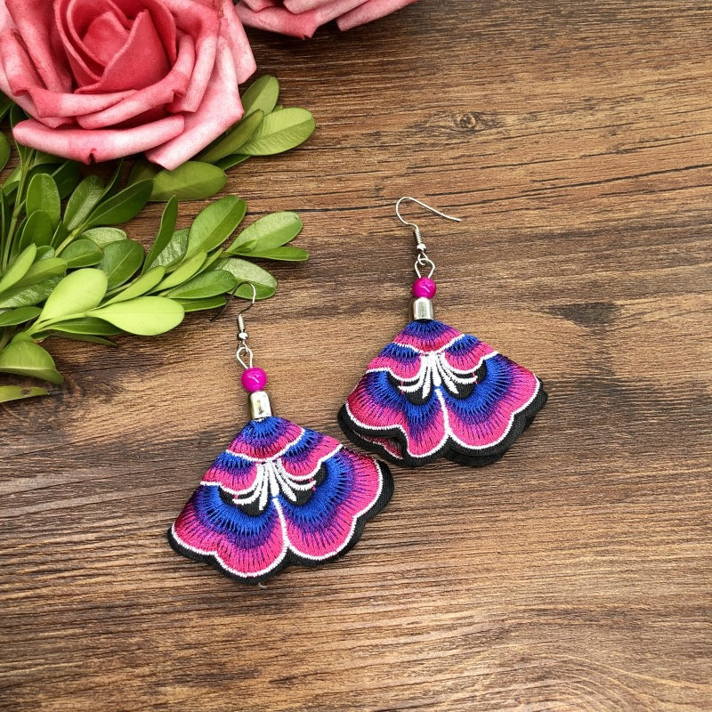 Fabric Yunnan Simple Flower Tassel Female Earrings