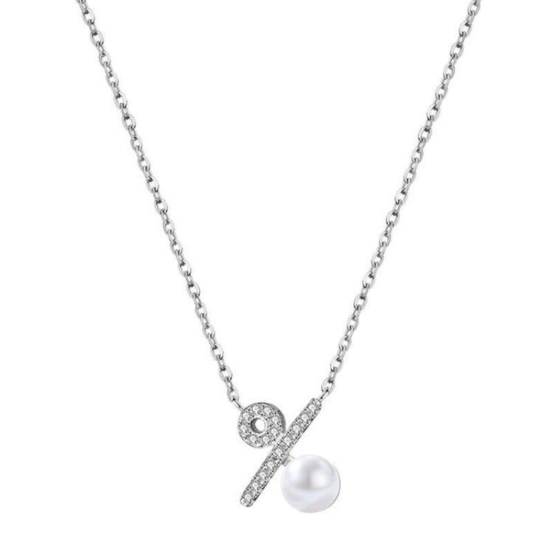Design Percent Symbol Female Clavicle Chain Pearl Necklaces