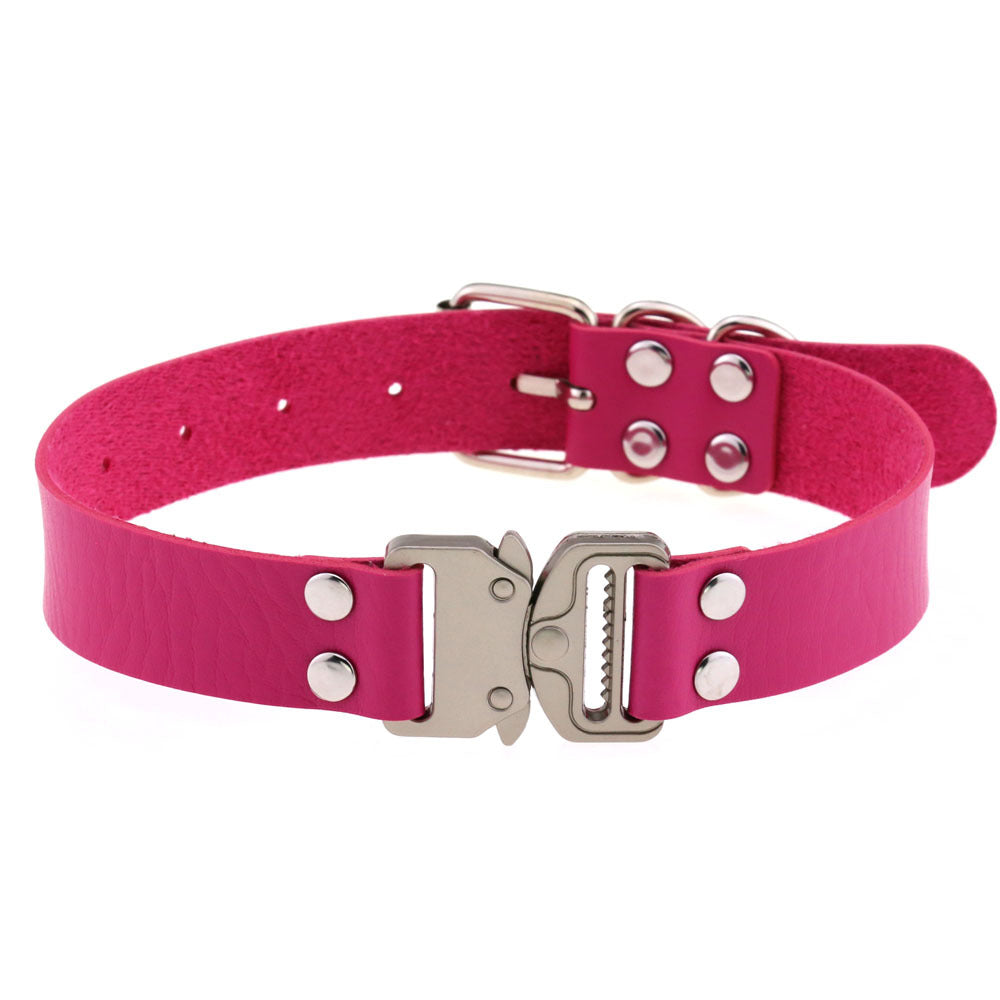 Simple Release Buckle Clavicle Creative Classic Pin Leather Collar