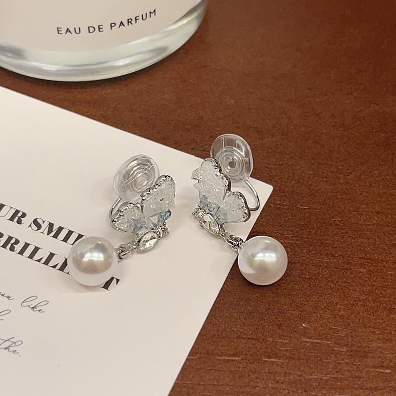 Women's Niche Design High-grade Butterfly Pearl Eardrops Earrings