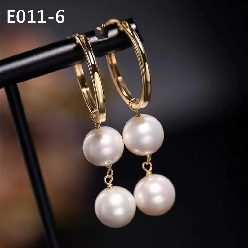 Women's Sier Needle Mermaid Pearl Retro Simple Graceful Earrings