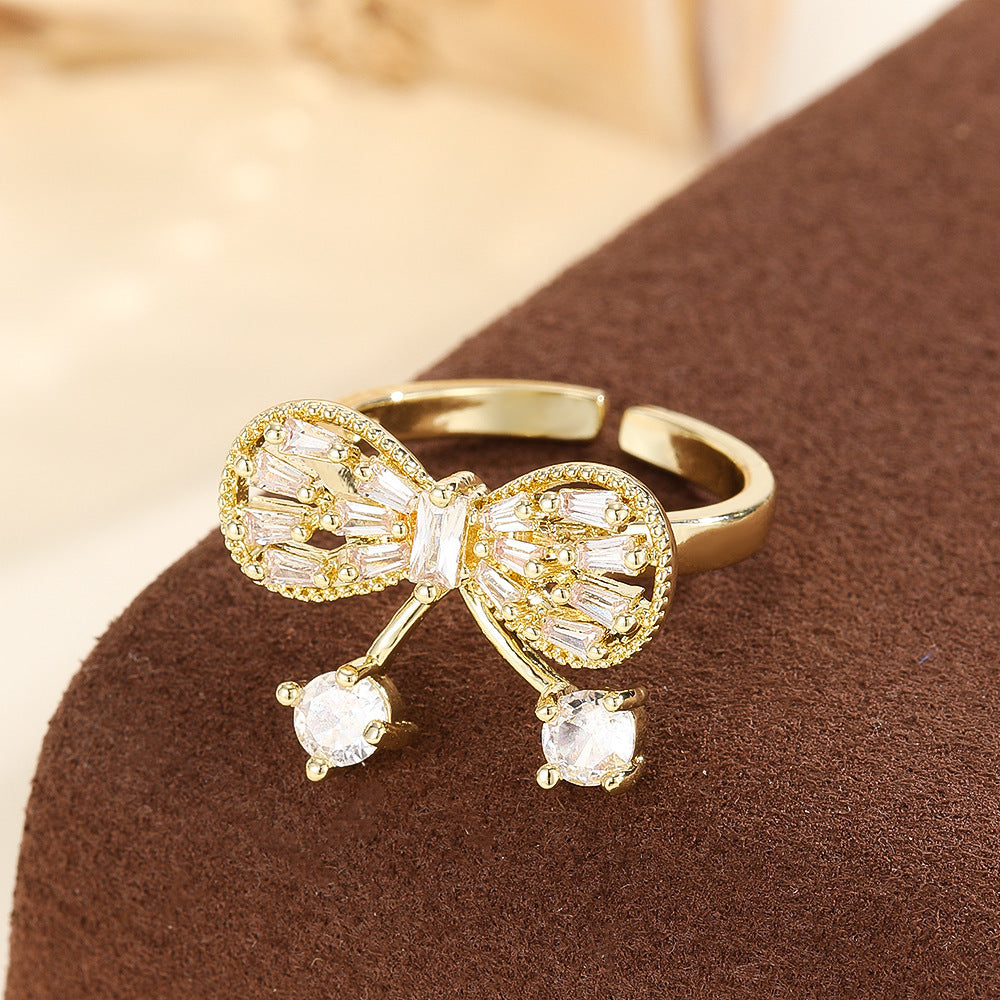 French Refined Zircon Female Design Temperament Open Super Fairy Flowers Rings