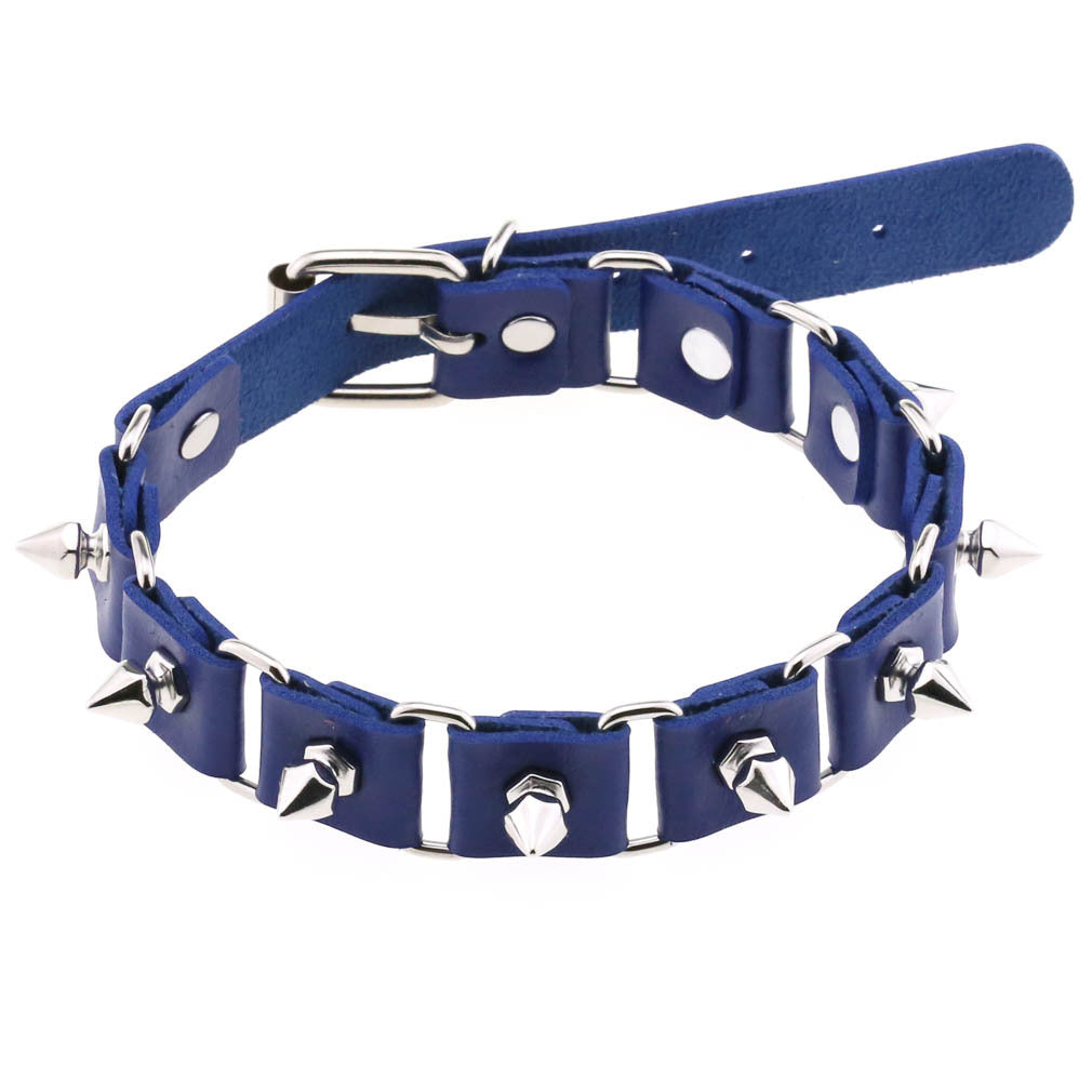 Gothic Elegant Stitching Neckband Personality Trend Buckle Spike Collar