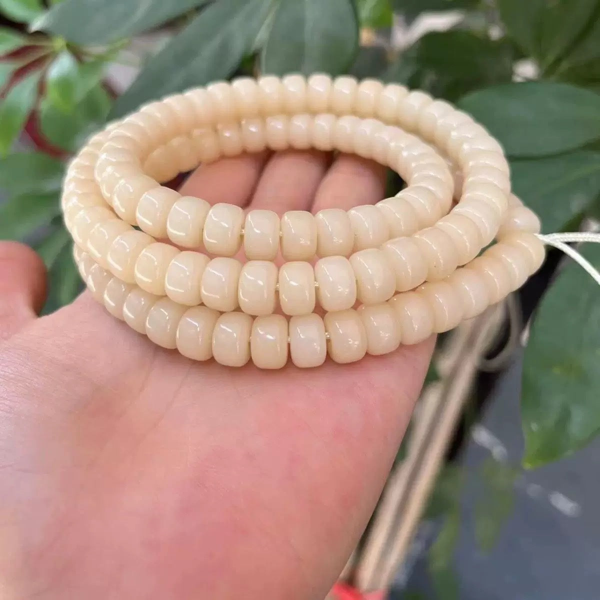 Natural White Jade Bodhi Buddha Beads Pcs Bracelet