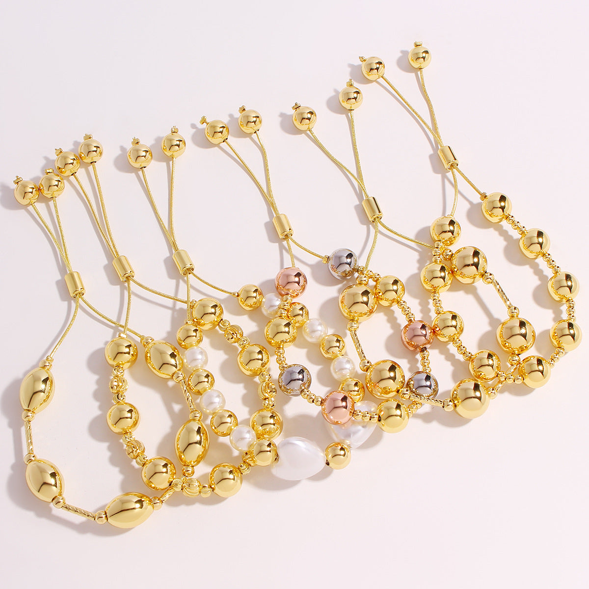 Pearl Plated Golden Balls Lucky Beads Bracelet