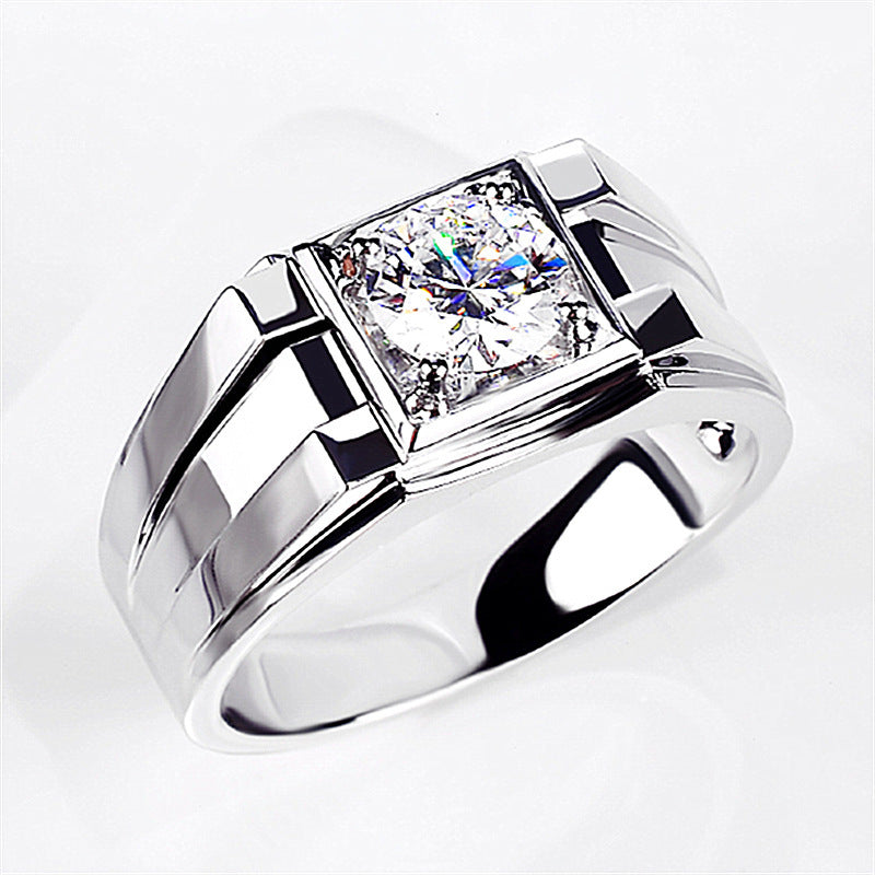 Classic Elegant Taste Diamond Bright Charming Commuter Domineering Man's Three-dimensional Rings