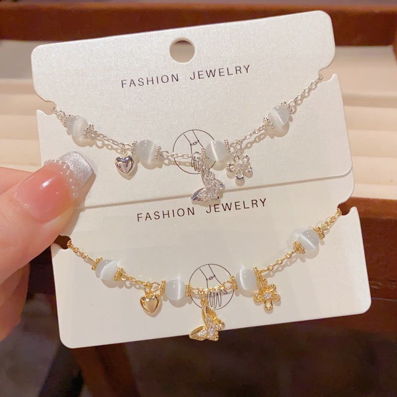 Summer Exquisite Stylish Sweet Butterfly Opal Temperament Entry Lux Bracelet