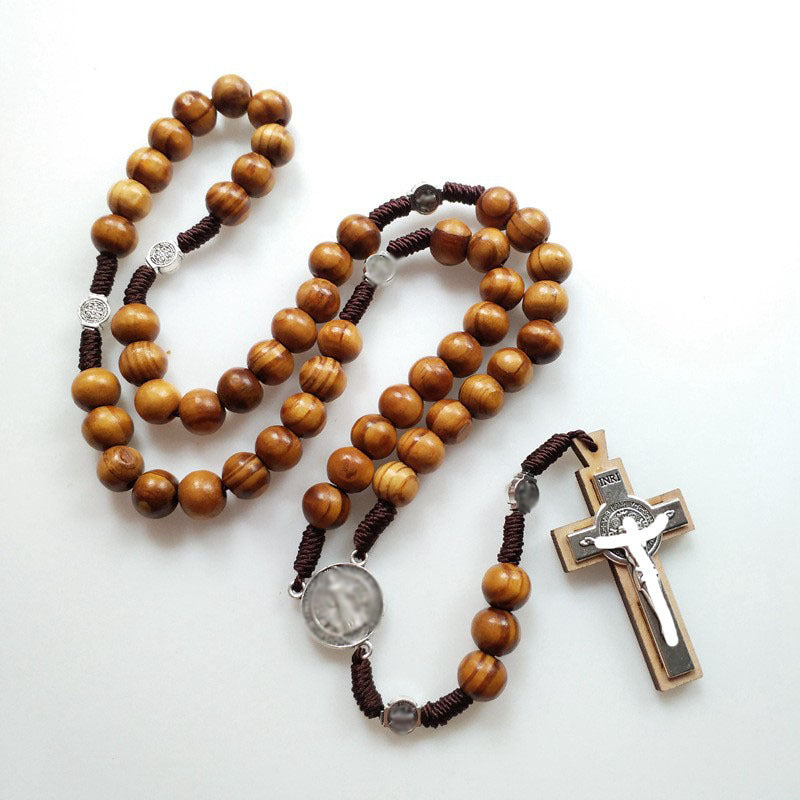 Retro Light Wooden Bead Hand-woven Beads Necklace