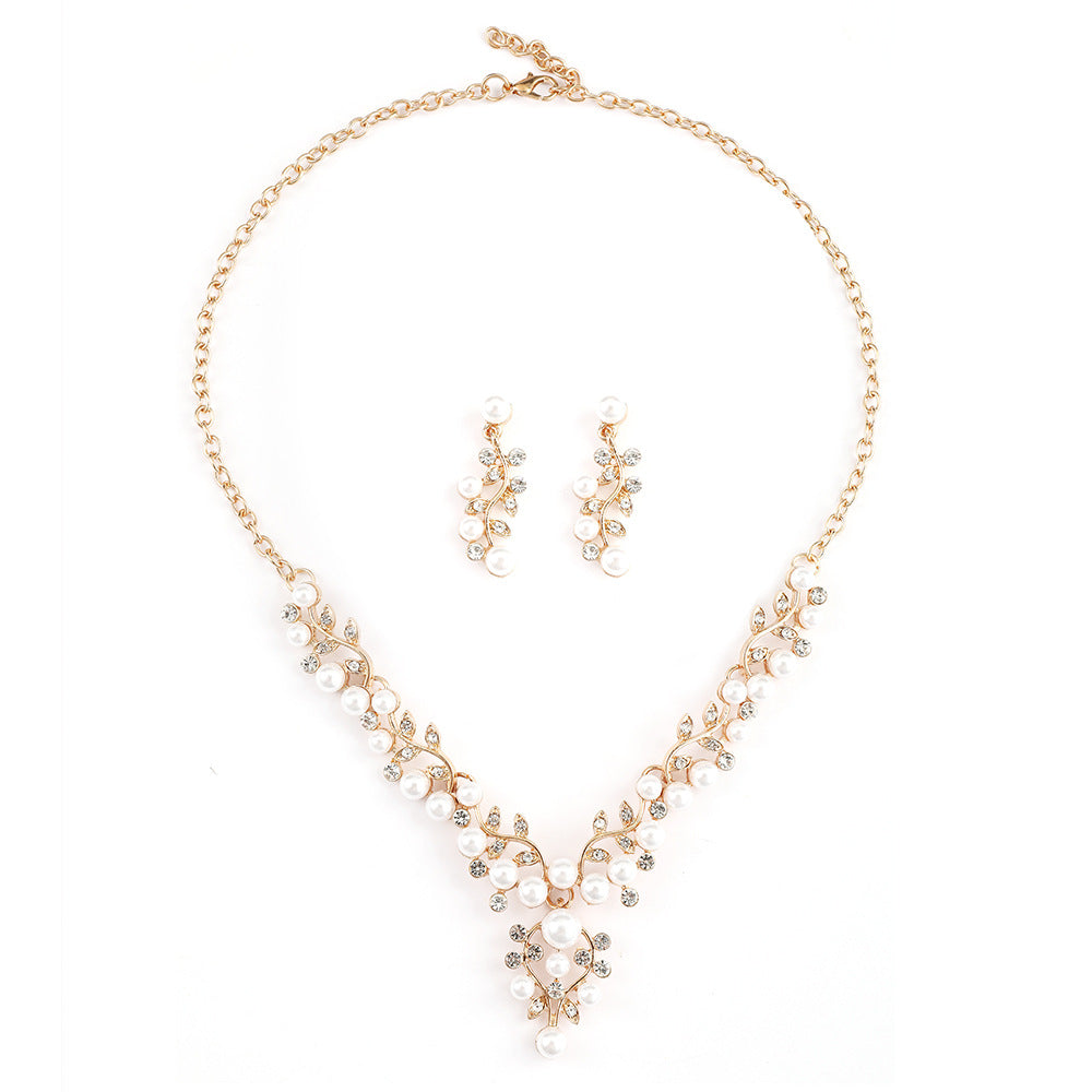 Palace Style Pearl Suite Female Bride Formal Dress Jewelry Set