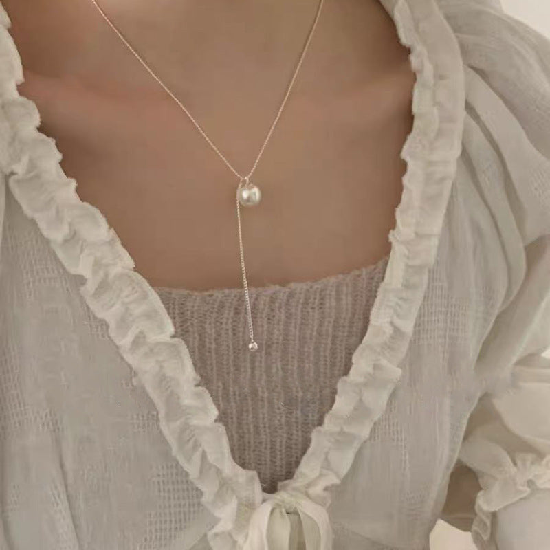 Sier Safety Lock Chinese Style White Necklace