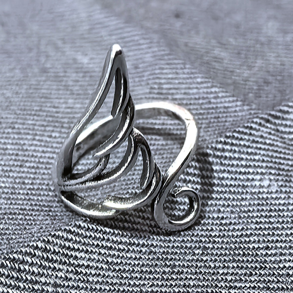Men's Retro Trendy Sier Open Single Lucky Rings