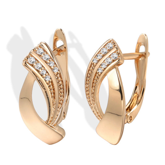 Elegant Zircon Female Rose Gold Geometric Rings