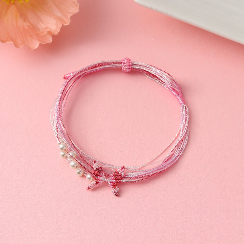 Children's Colorful Braided Rope Wrist String Safe Red Bracelet