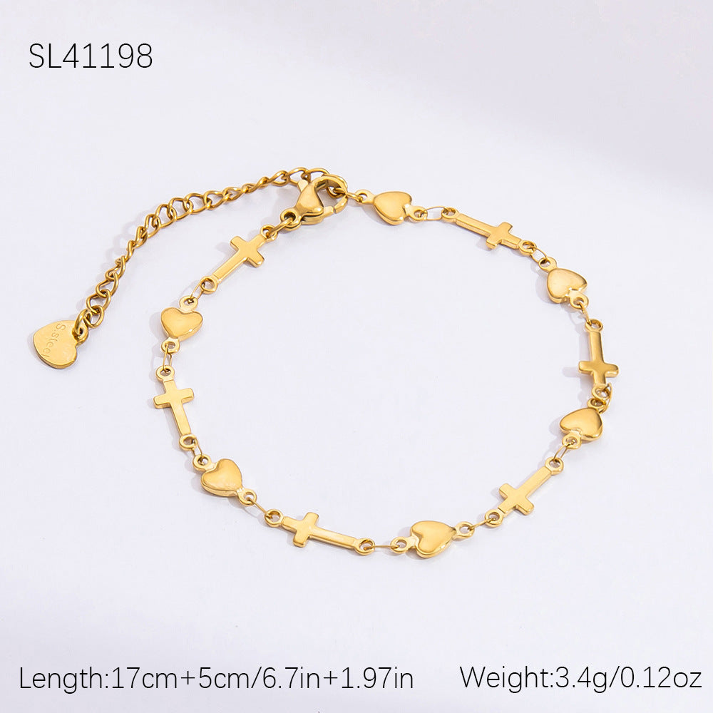 Steel Pearl Heart-shaped Shell Chain Gold-plated Bracelets