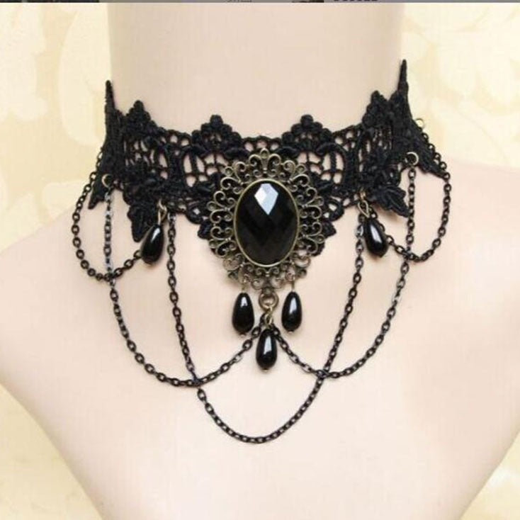 Cross Lace Lolita Ornament Dark Retro Niche Clavicle Necklaces