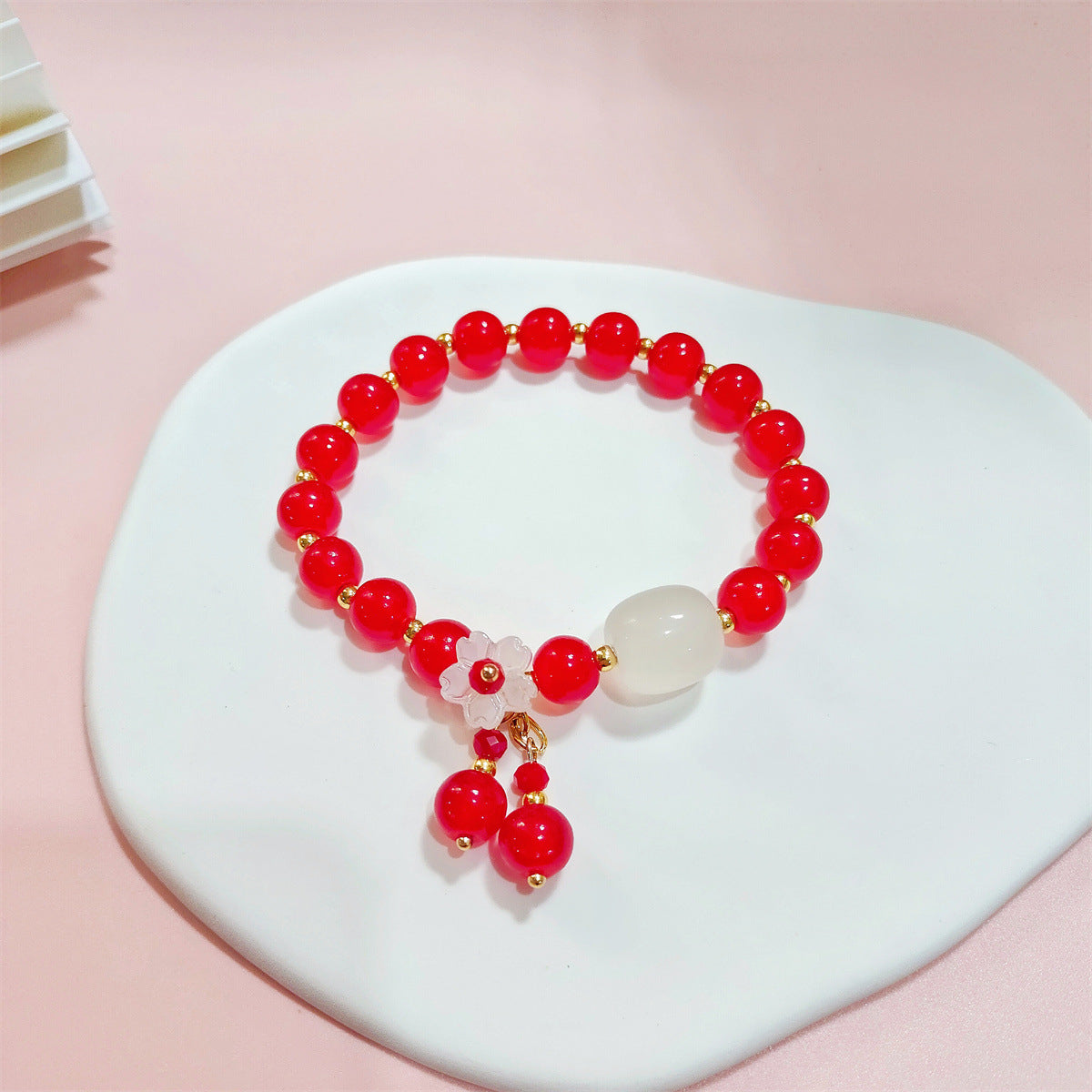 Female Natural White Yu Light Luxury Minority Gift Colored Glaze Bracelet