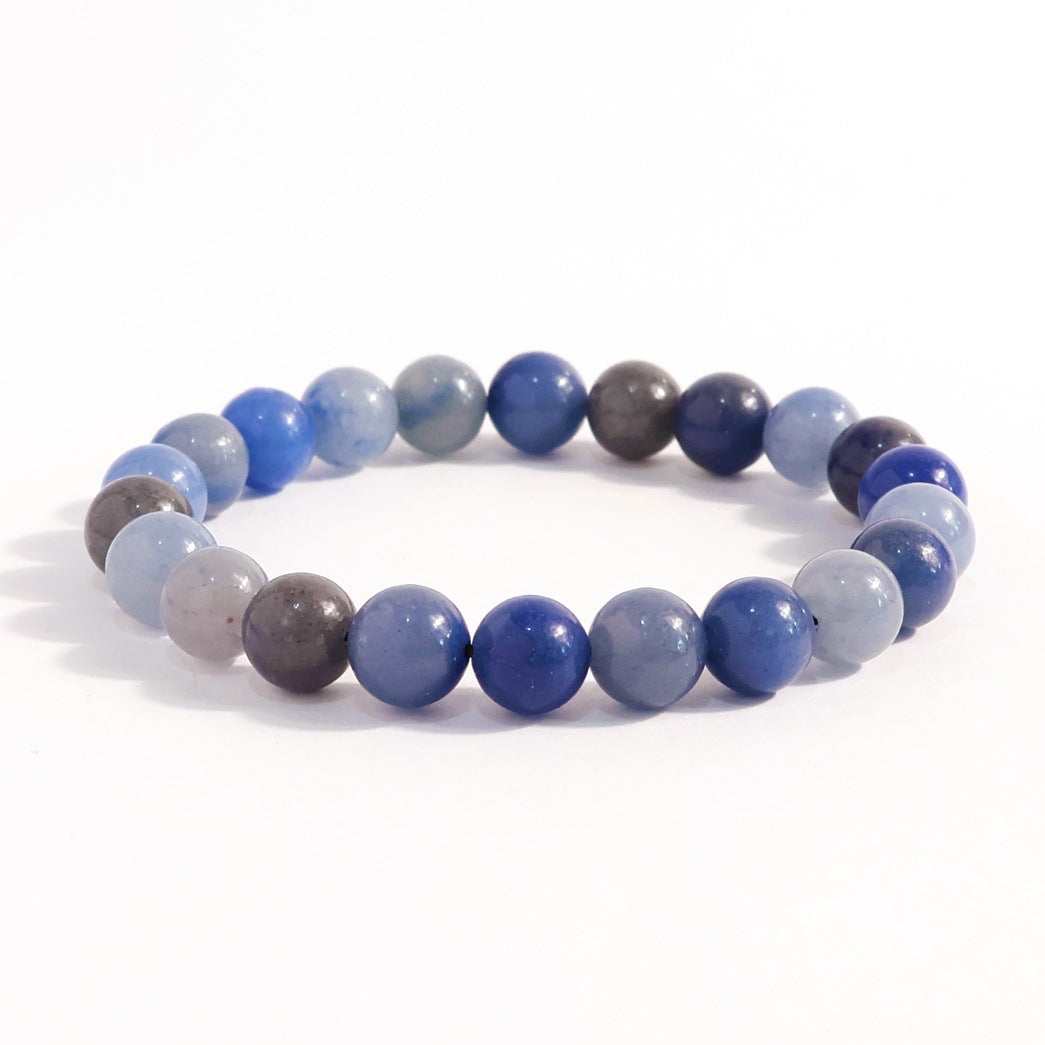 Natural Stone Beaded Stretch Agate Round Beads Turquoise Pink Bracelet