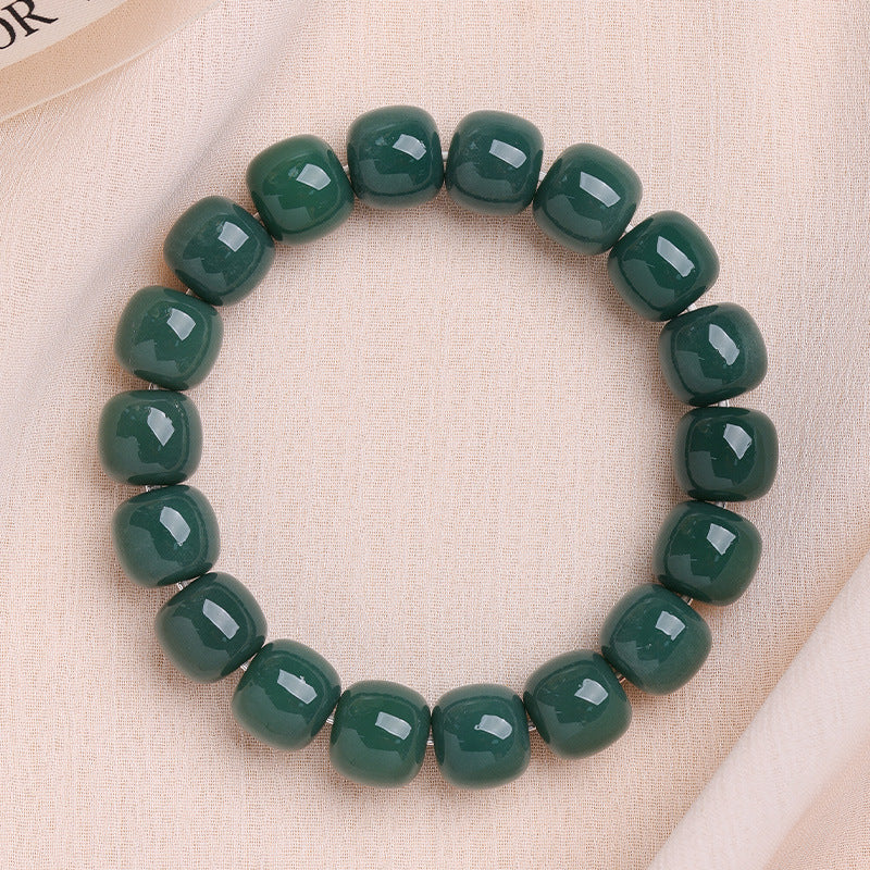 Men's Bodhi Pliable Temperament Skin Root Gradient Old Barrel Buddha Beads Bracelet