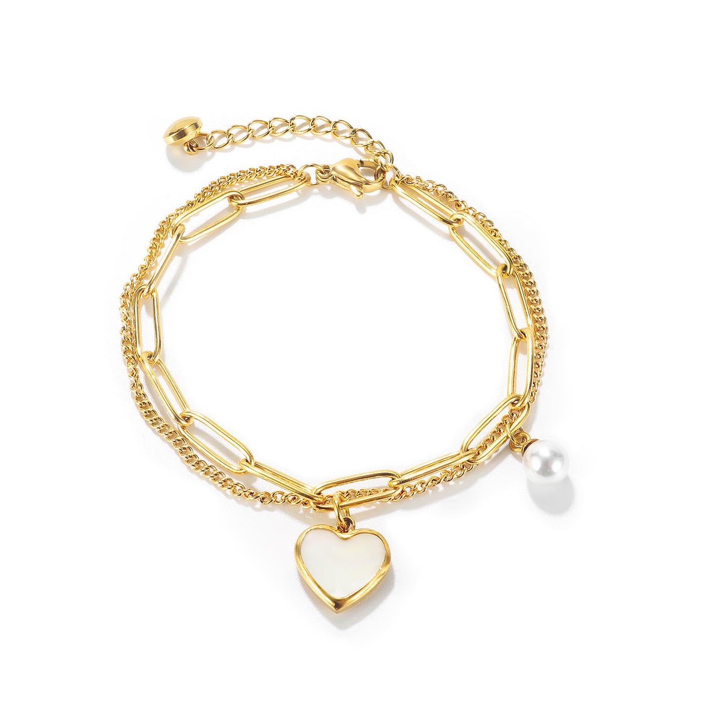 Double Layer Temperament Wild Peach Heart Pearl Bracelets