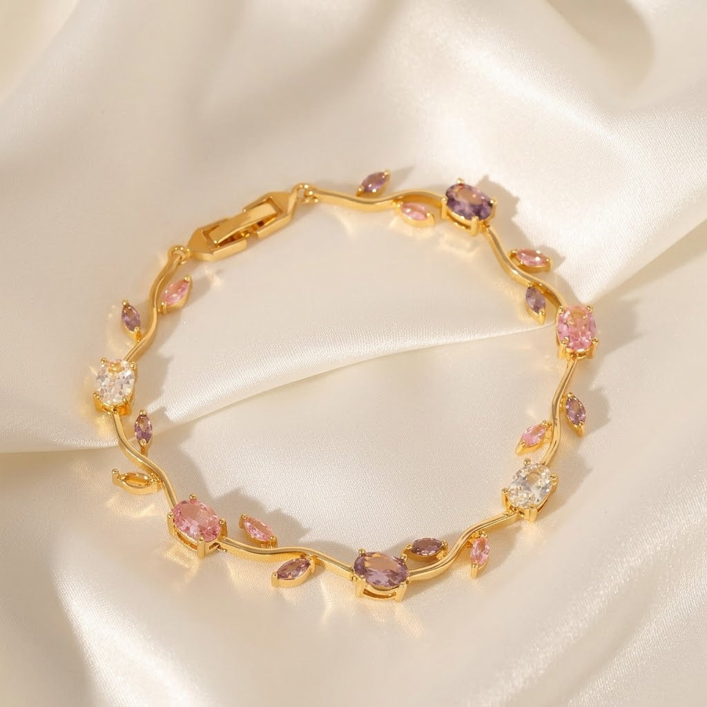Women's Colorful Tulip Korean Zircon Style Full Diamond Bracelets