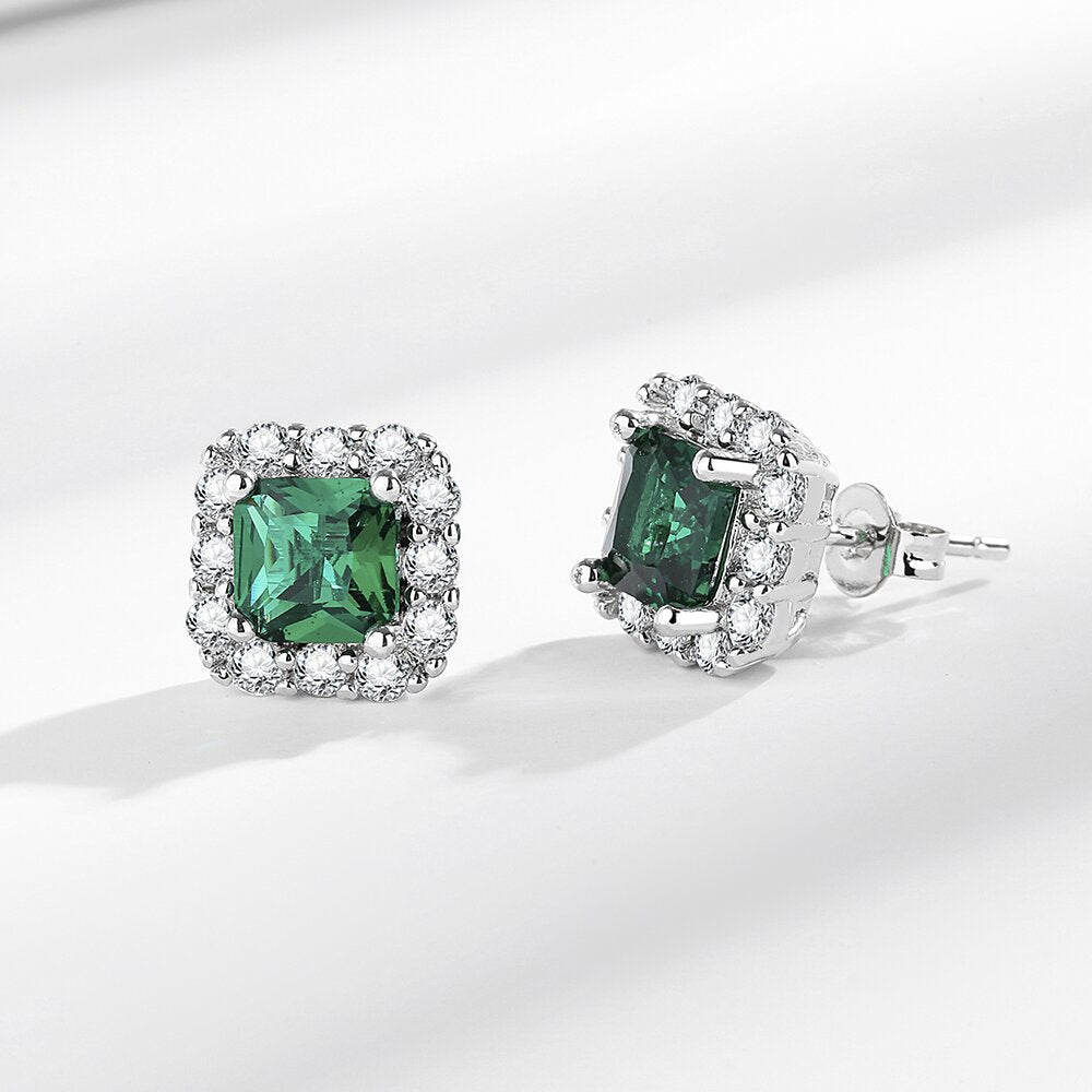 Live Simulation Emerald Small Sugar Cube Zircon Female Bride Jewelry Set