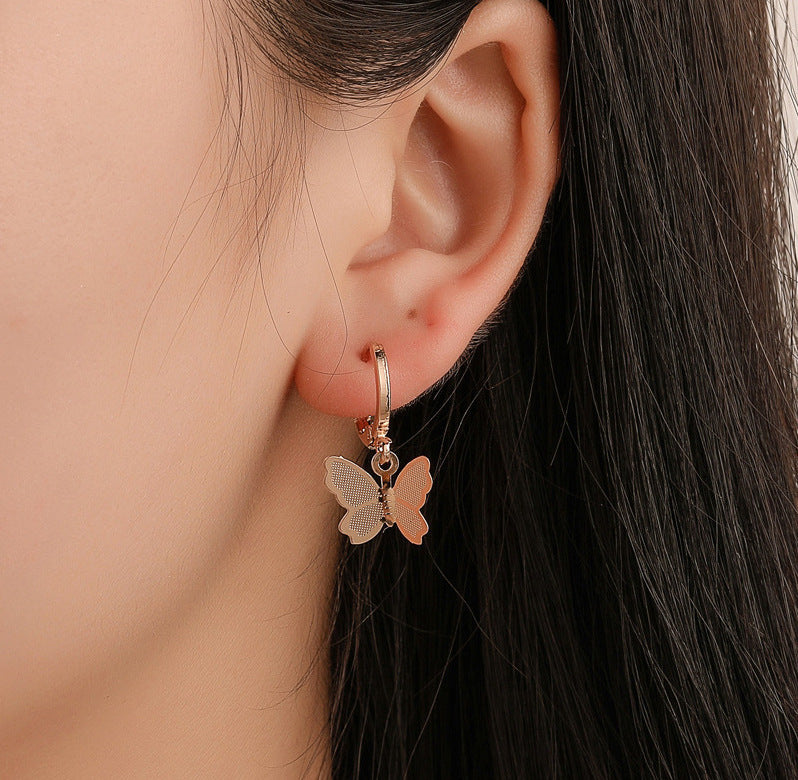 Women's Korean Fashion Sweet Frosted Butterfly Ear Clip Simple Earrings