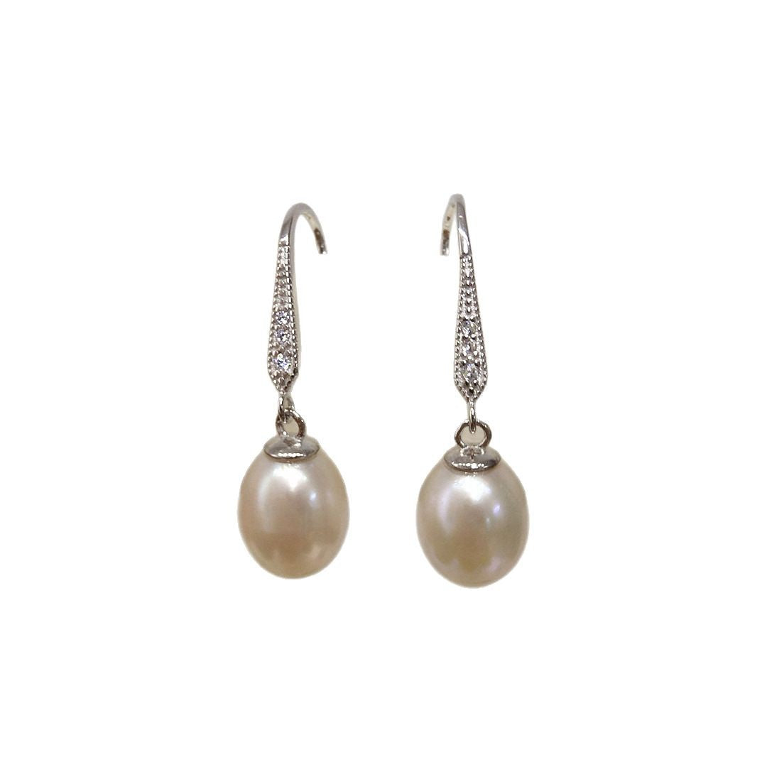 Natural Fresh Water Pearl Female Sterling Sier Ear Hook