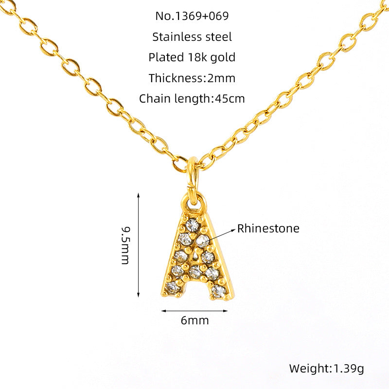 Women's Diamond Small Letter Simple Clavicle Chain Necklaces
