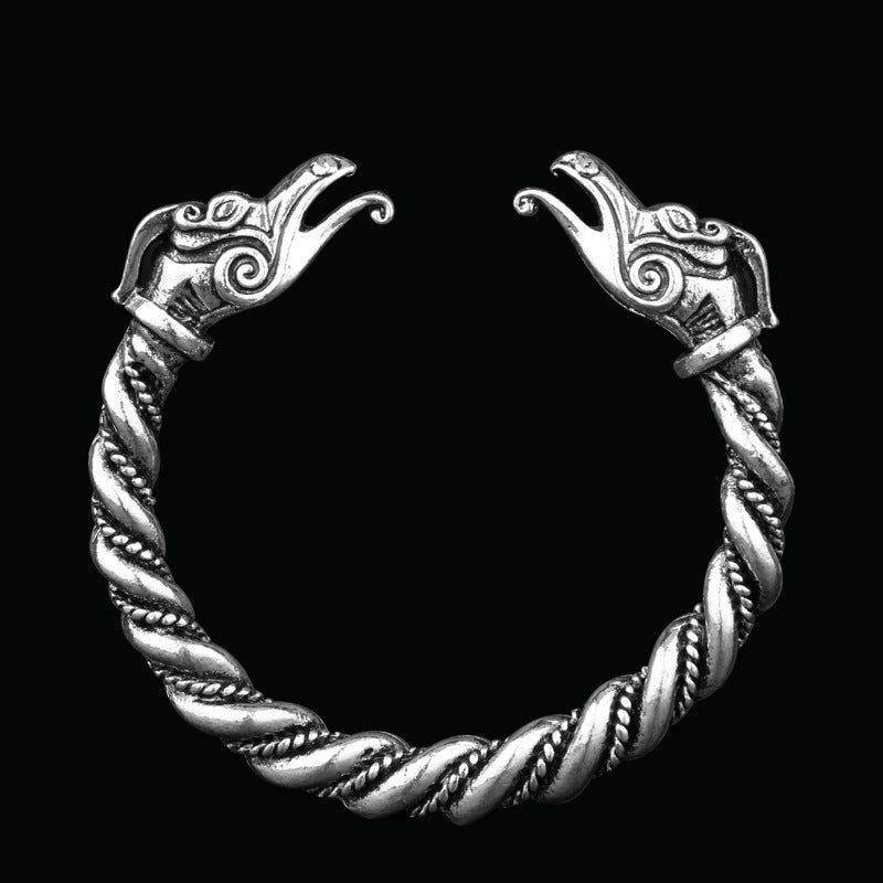 Men's Vikings Two-headed Wolf Logo Double-headed Snake Bracelet