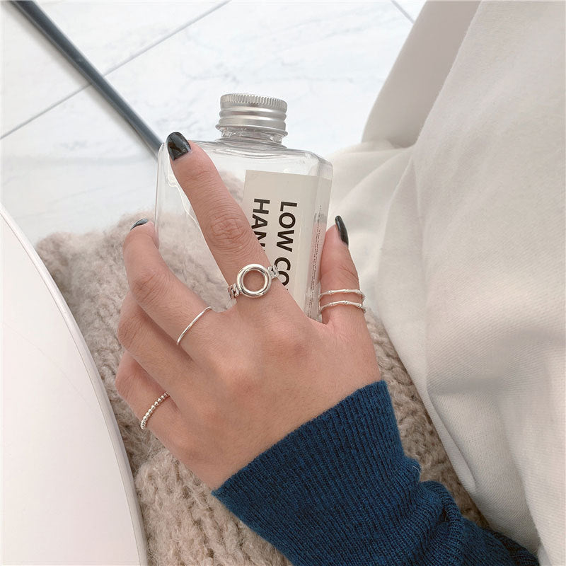 Women's & Men's Sier-plated Minimalist Index Finger Tail Glossy Rings