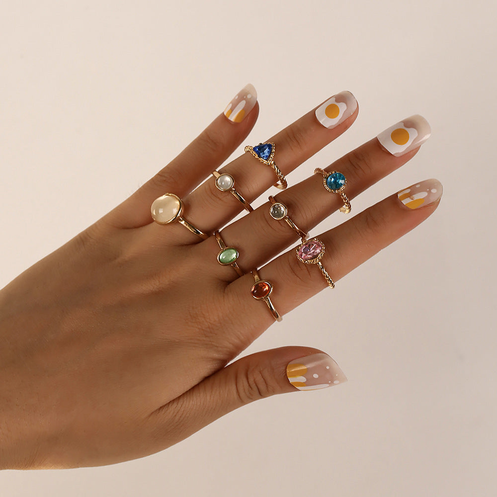 Creative Fashion Opal Champagne Multicolor Knuckle Rings