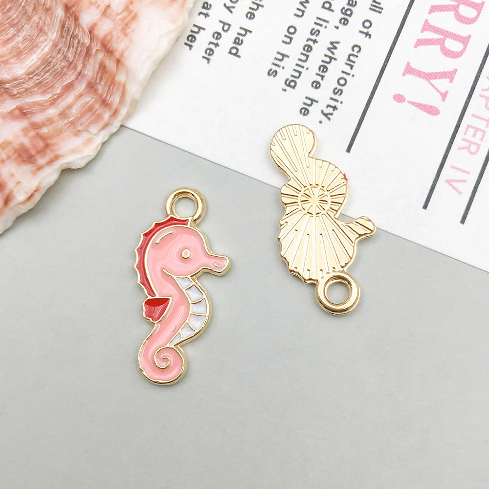 Oil Dripping Alloy Ocean Seahorse Dolphin Series Jewelry Accessories